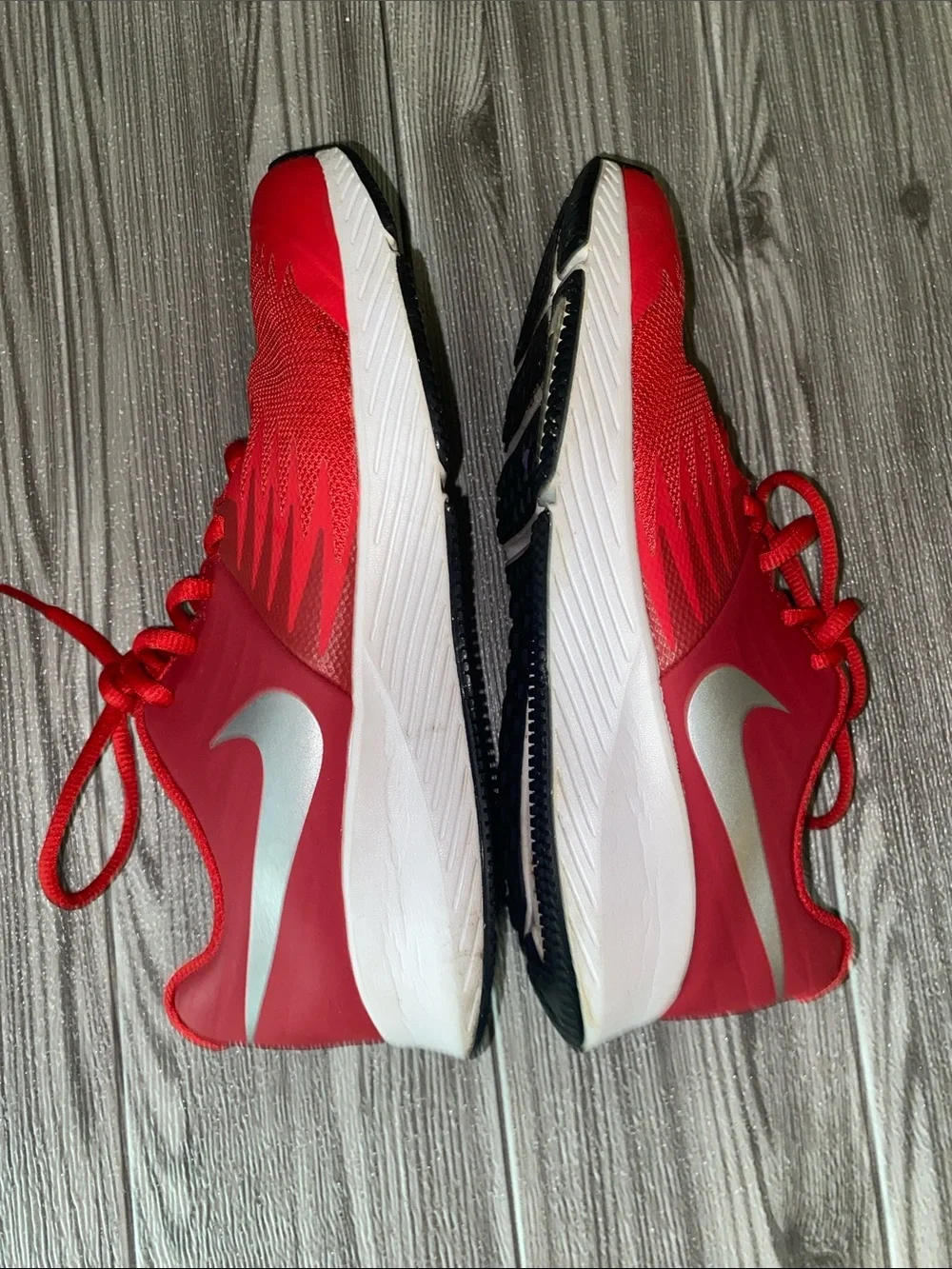 Nike Red and White Running Sneakers Size 5Y